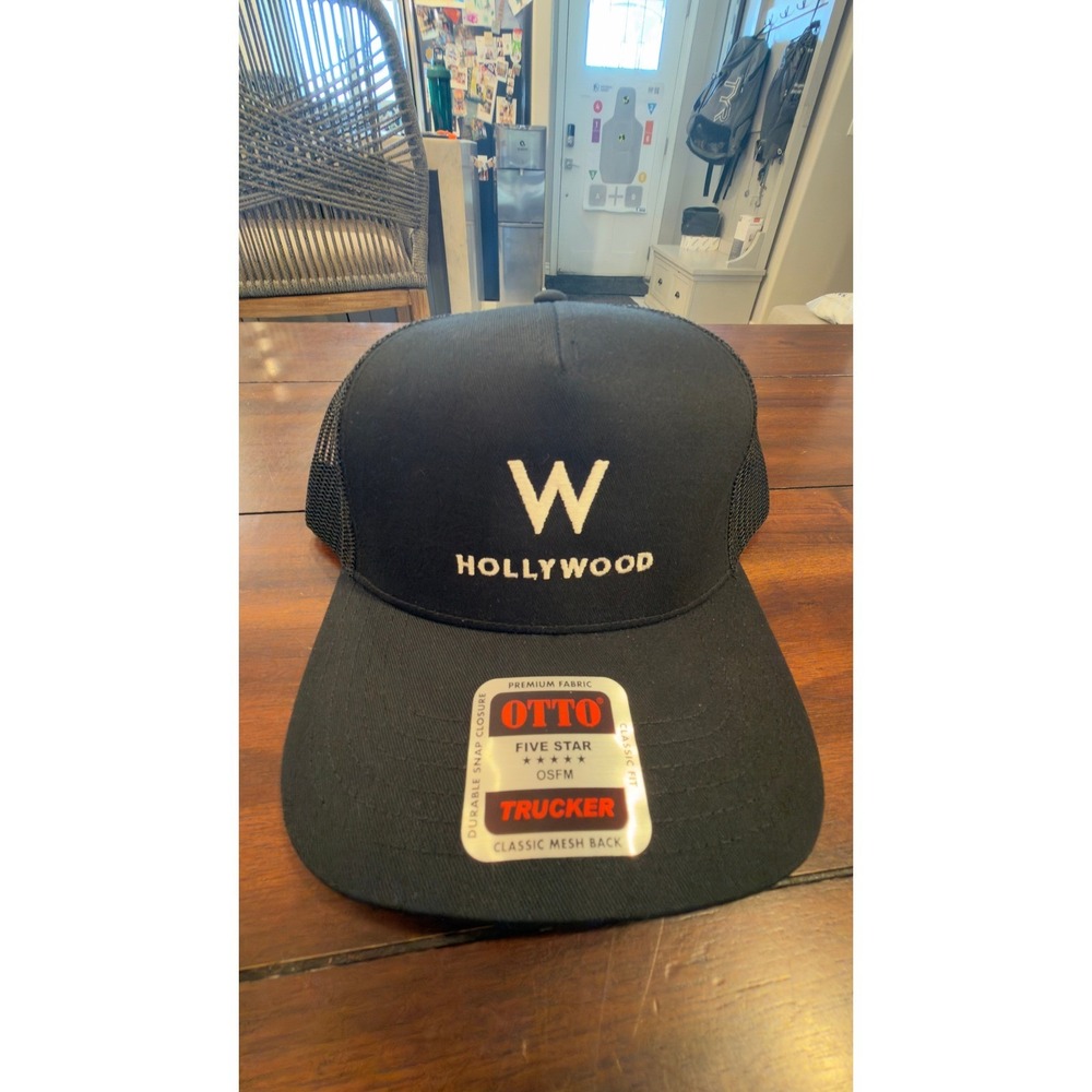 W Hollywood Hotel Otto Trucker Hat Black Mesh Snapback Cap NEW NWT